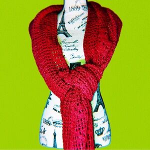 Pre-owned Women’s Red Knit Shawl (One Size)